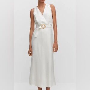 Mango Belt Linen Dress. (Size: S)